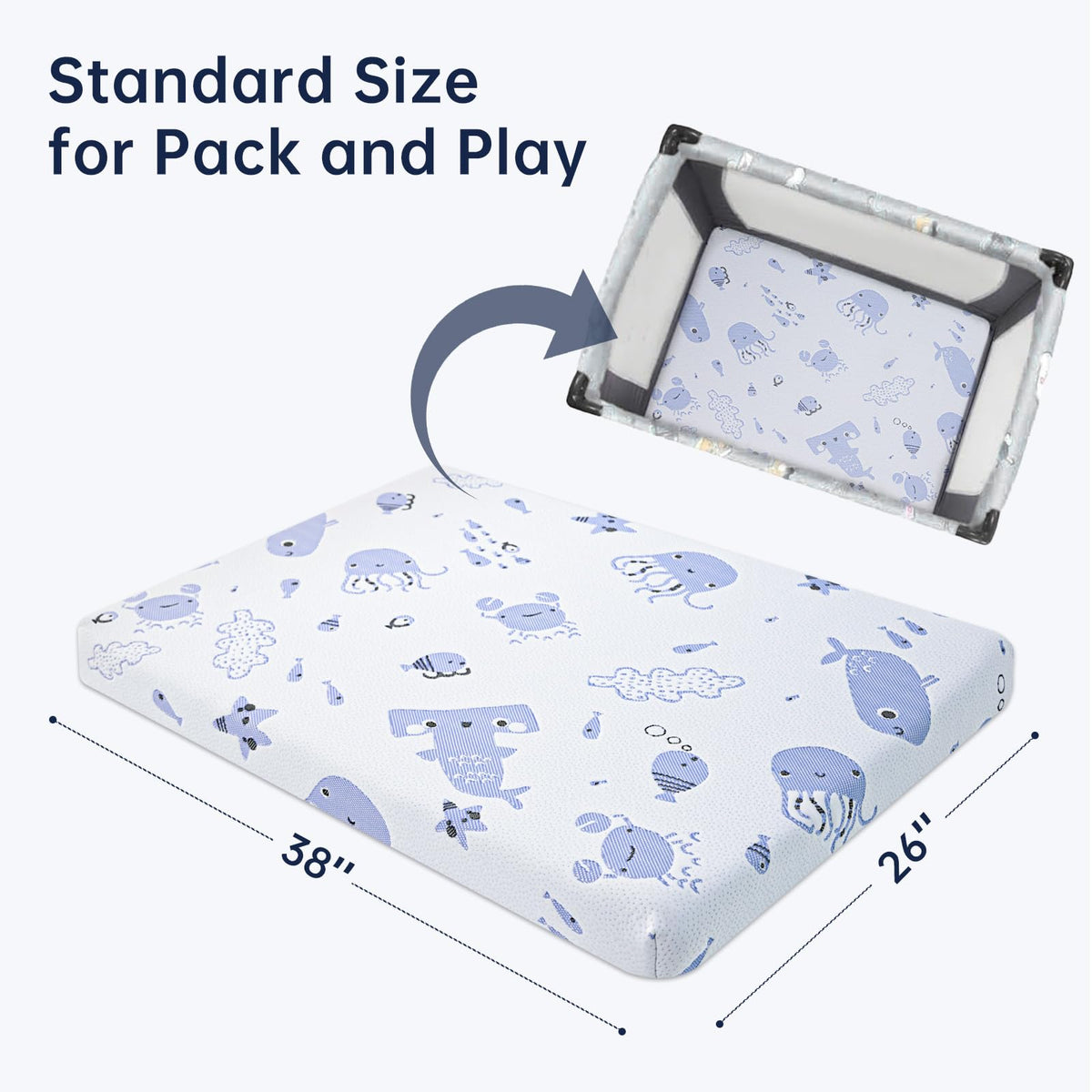 Dual Sided Memory Foam Pack and Play Mattress 38"x26" W343990
