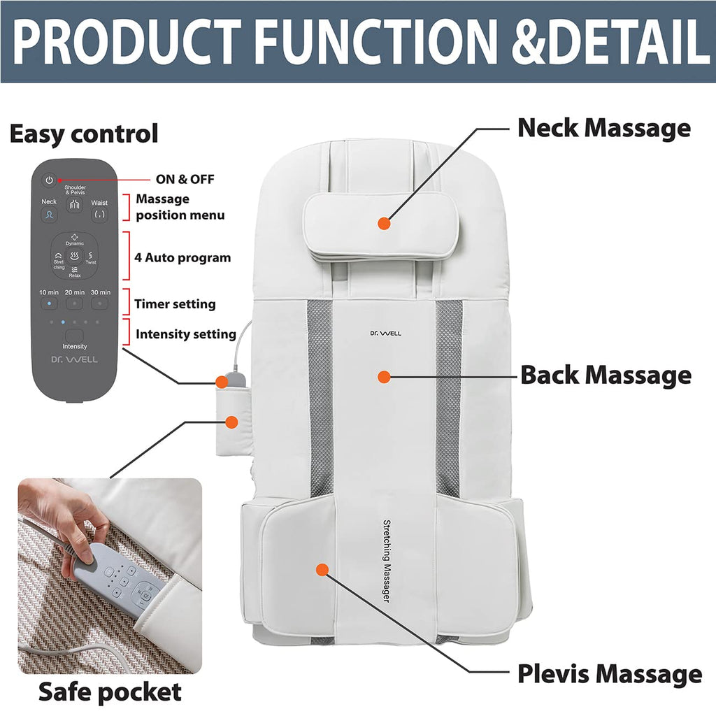 Full Body Stretching Massage Mat, 26 Air Cells, 7 Modes J3743