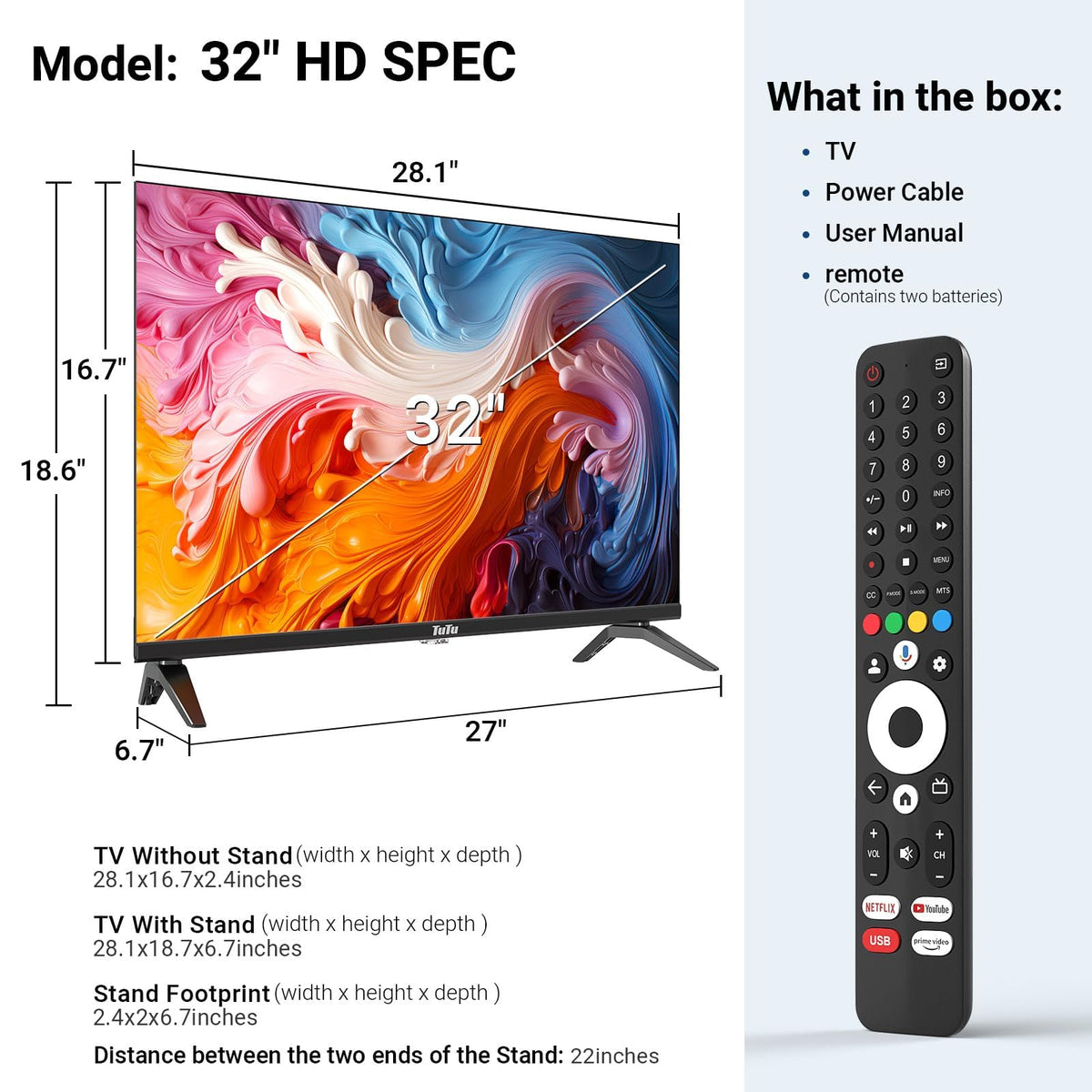 32 Inch 720P HD Smart LED TV F7051