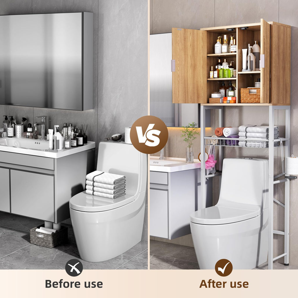 Over The Toilet Storage Cabinet with Adjustable Shelf Y84123