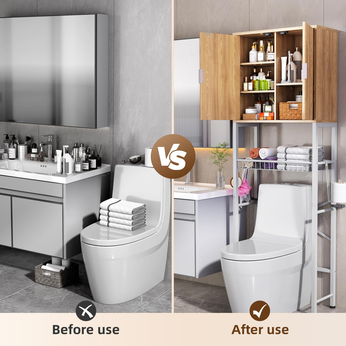 Over The Toilet Storage Cabinet with Adjustable Shelf Y84123
