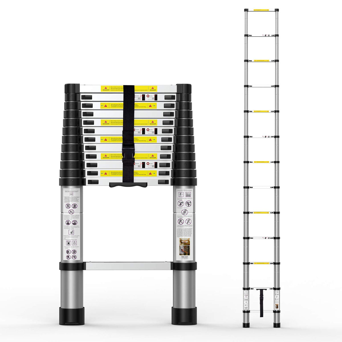 Telescoping Extension Ladder 12.5FT Aluminum with Carry Bag F162