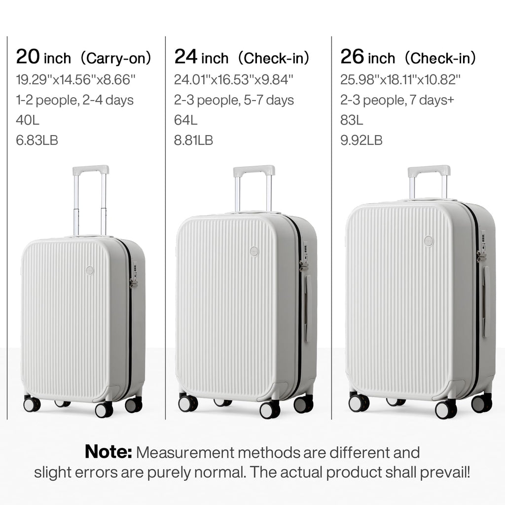 20 Inch Carry On Luggage PC Hardside Suitcases with Wheels & TSA K68663