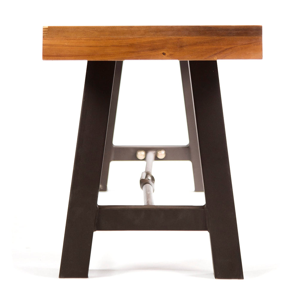 Acacia Wood Outdoor Bench with Metal Accents U807394