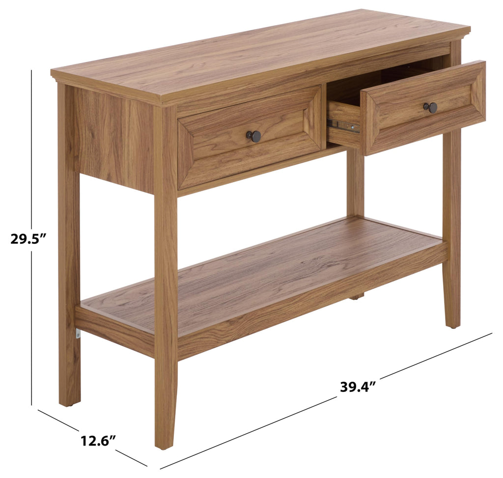 Oak 2-Drawer Console Table with Shelf Storage D350