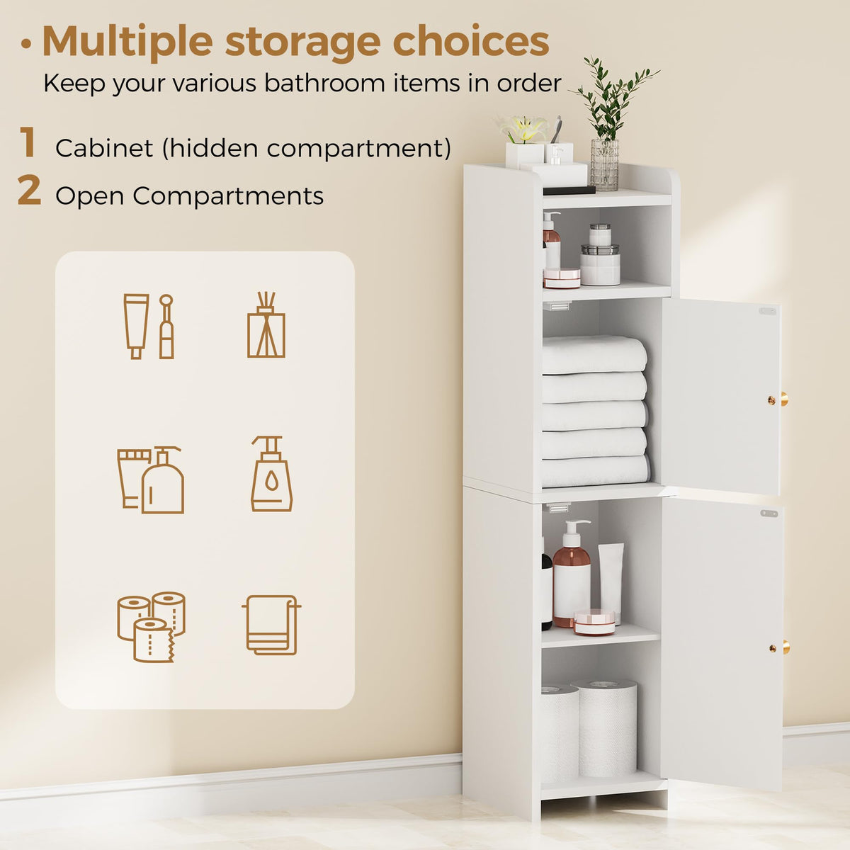 Small 2 Doors Narrow Bathroom Storage Cabinet A338779