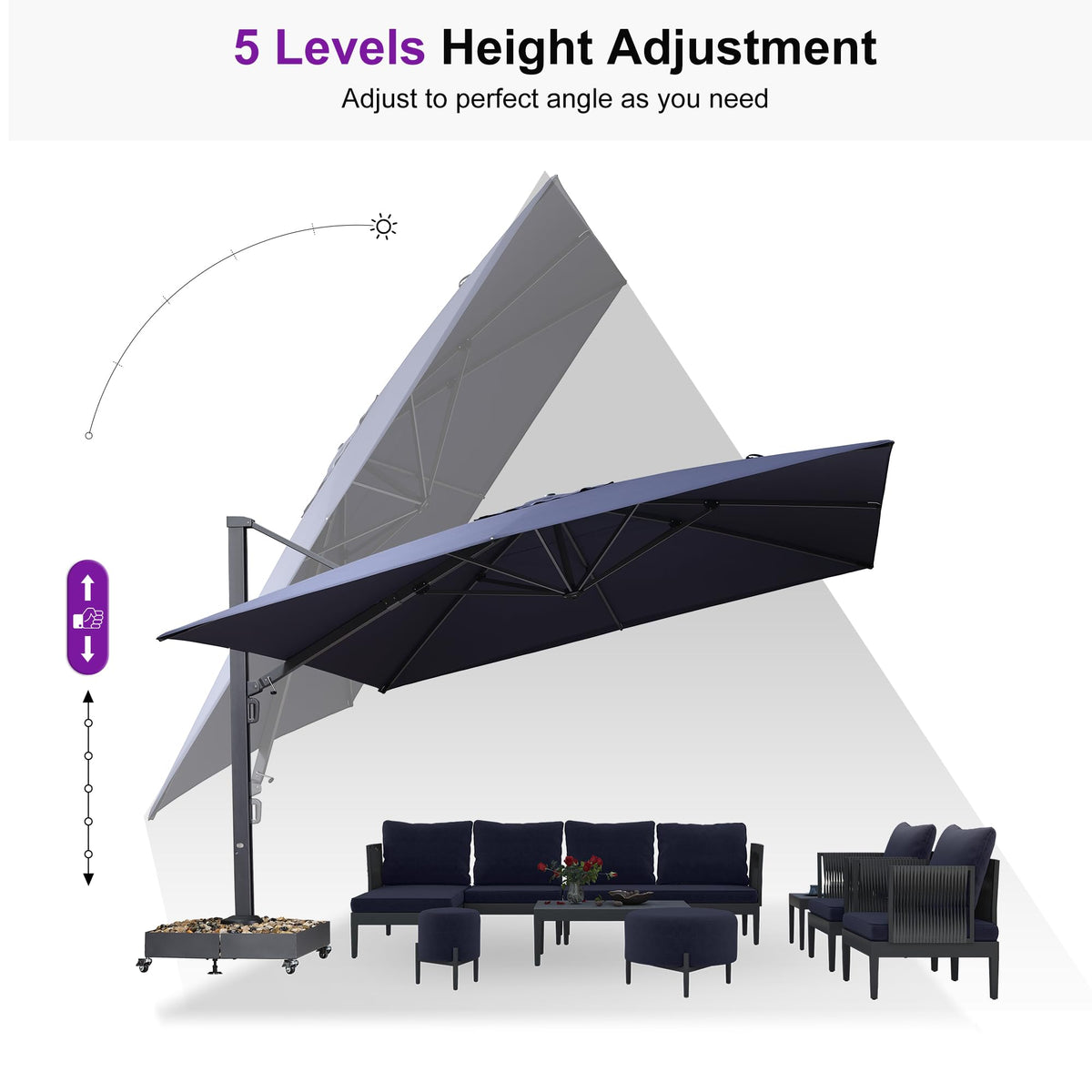 13' X 13' Navy Blue Cantilever Patio Umbrella W42514