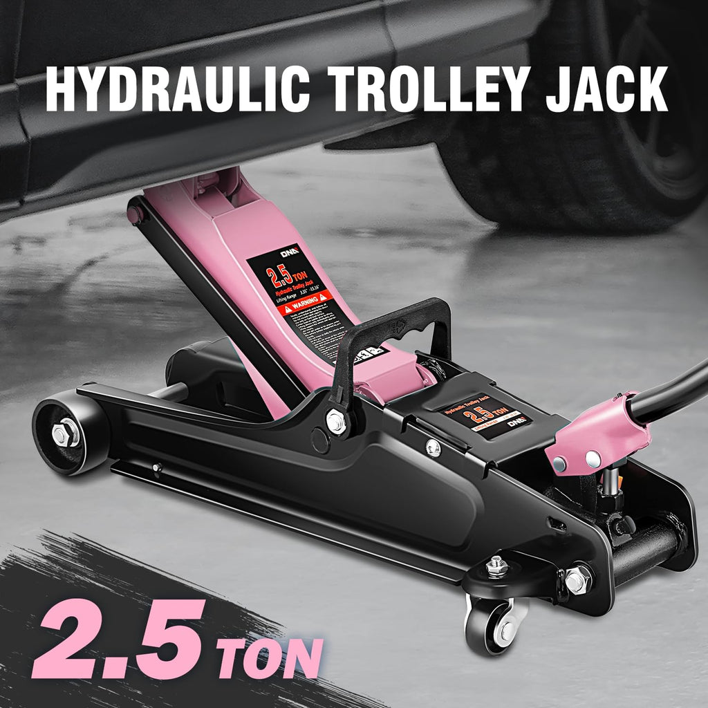 Low Profile Hydraulic Trolley Floor Jack 2.5 Ton Pink M4095