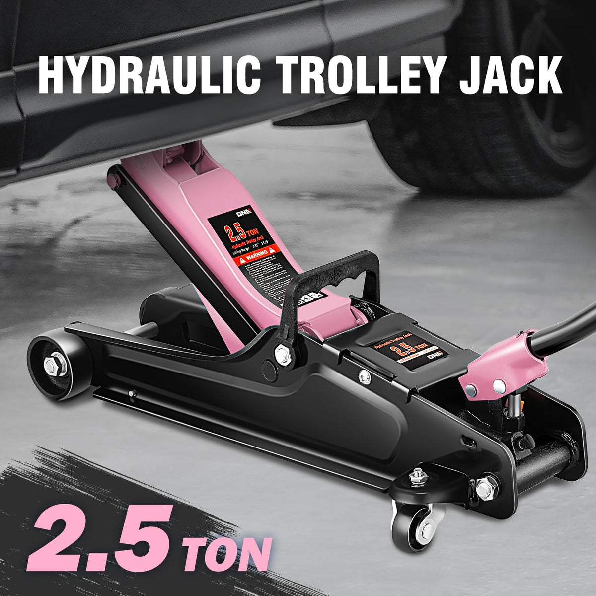 Low Profile Hydraulic Trolley Floor Jack 2.5 Ton Pink M4095