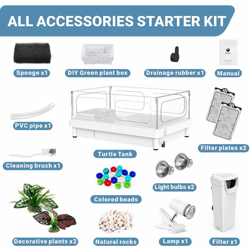 Small Turtle Tank Kit with Adjustable Lamp and Filter Z34213