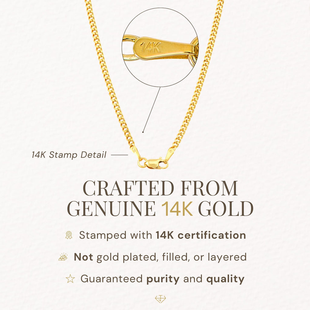 14K Gold Cuban Link Chain Necklace with Lobster Clasp F70304