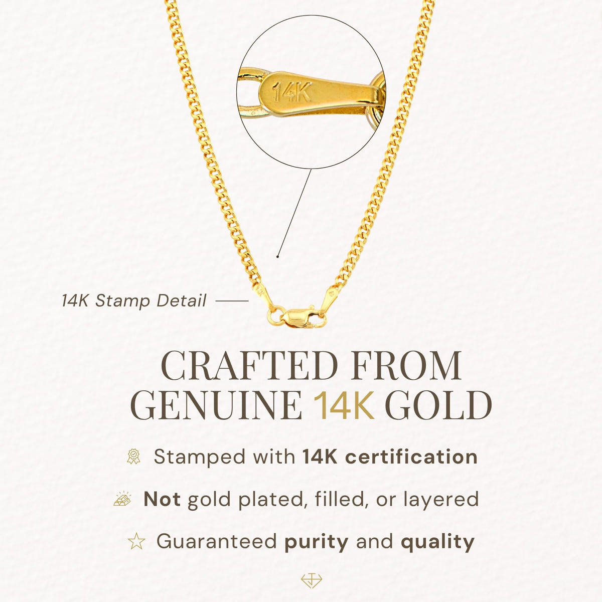 14K Gold Cuban Link Chain Necklace with Lobster Clasp F70304