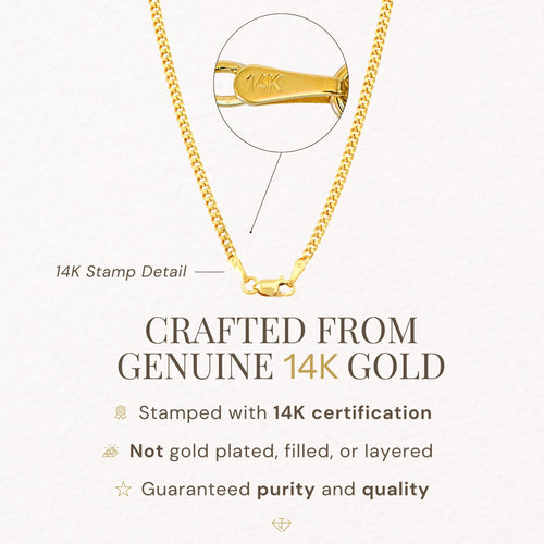 14K Gold Cuban Link Chain Necklace with Lobster Clasp F70304