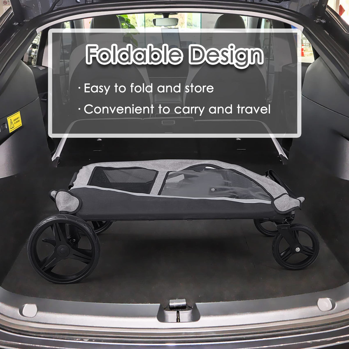 Extra Large Foldable Dog Stroller with Pocket, Up to 130 lbs I560879