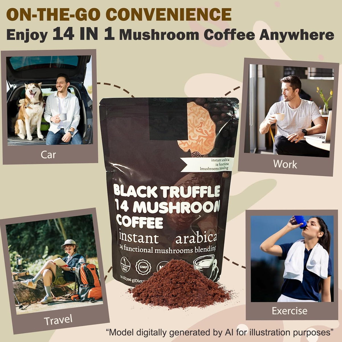 14 in 1 Mushroom Coffee Medium Roast Instant 396g U129188