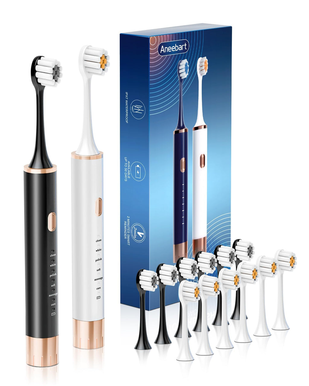 2 Pack Electric Toothbrush with 12 Replacement Heads A29940