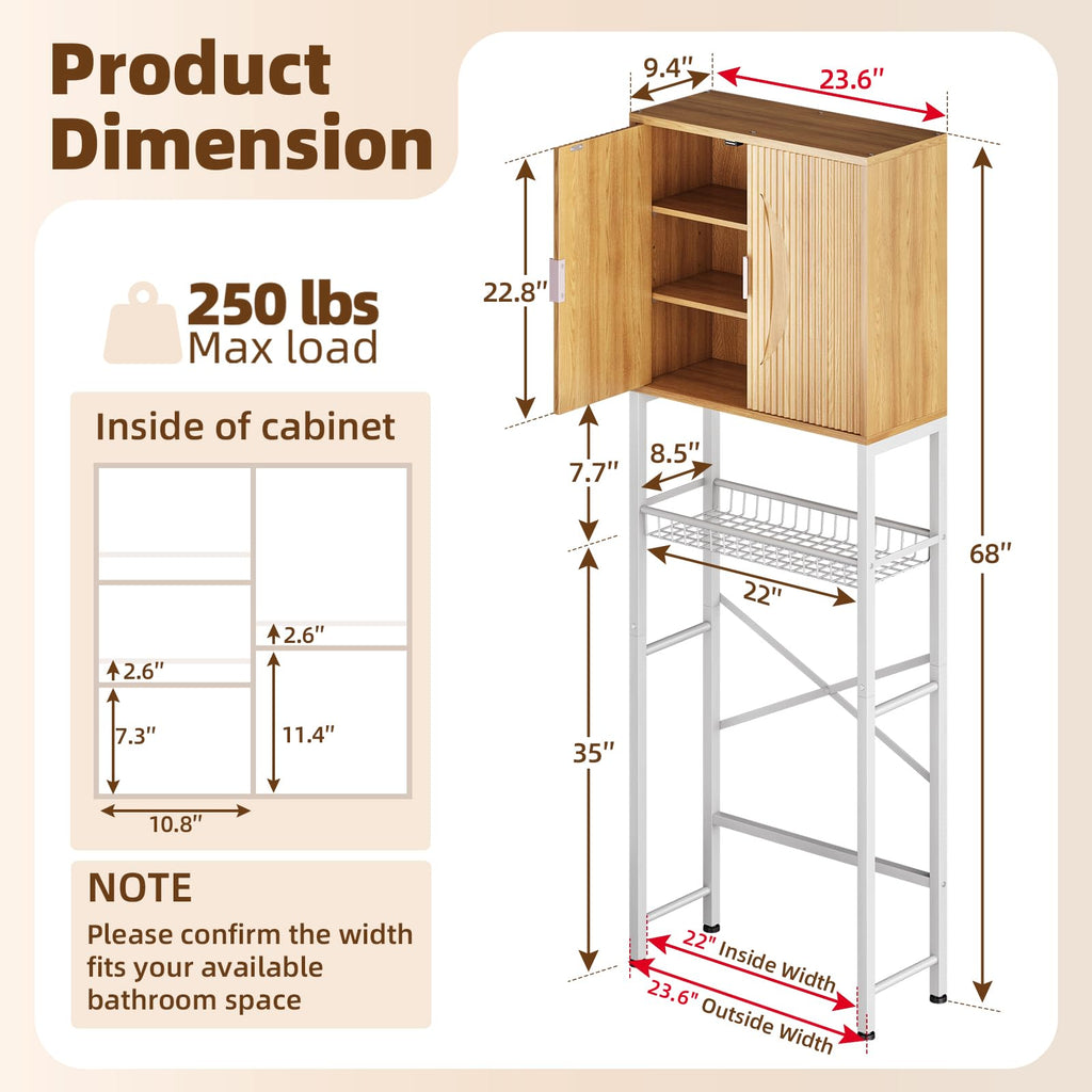 Over The Toilet Storage Cabinet with Adjustable Shelf Y84123