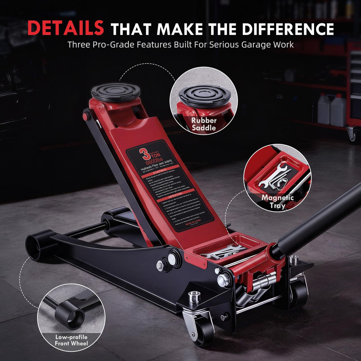 3 Ton Low Profile Hydraulic Floor Jack T358093