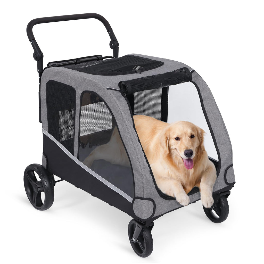 Extra Large Foldable Dog Stroller with Pocket, Up to 130 lbs I560879