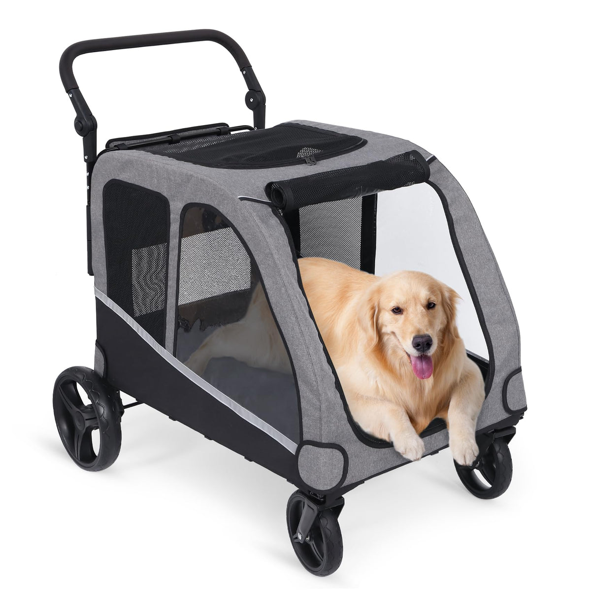 Extra Large Foldable Dog Stroller with Pocket, Up to 130 lbs I560879
