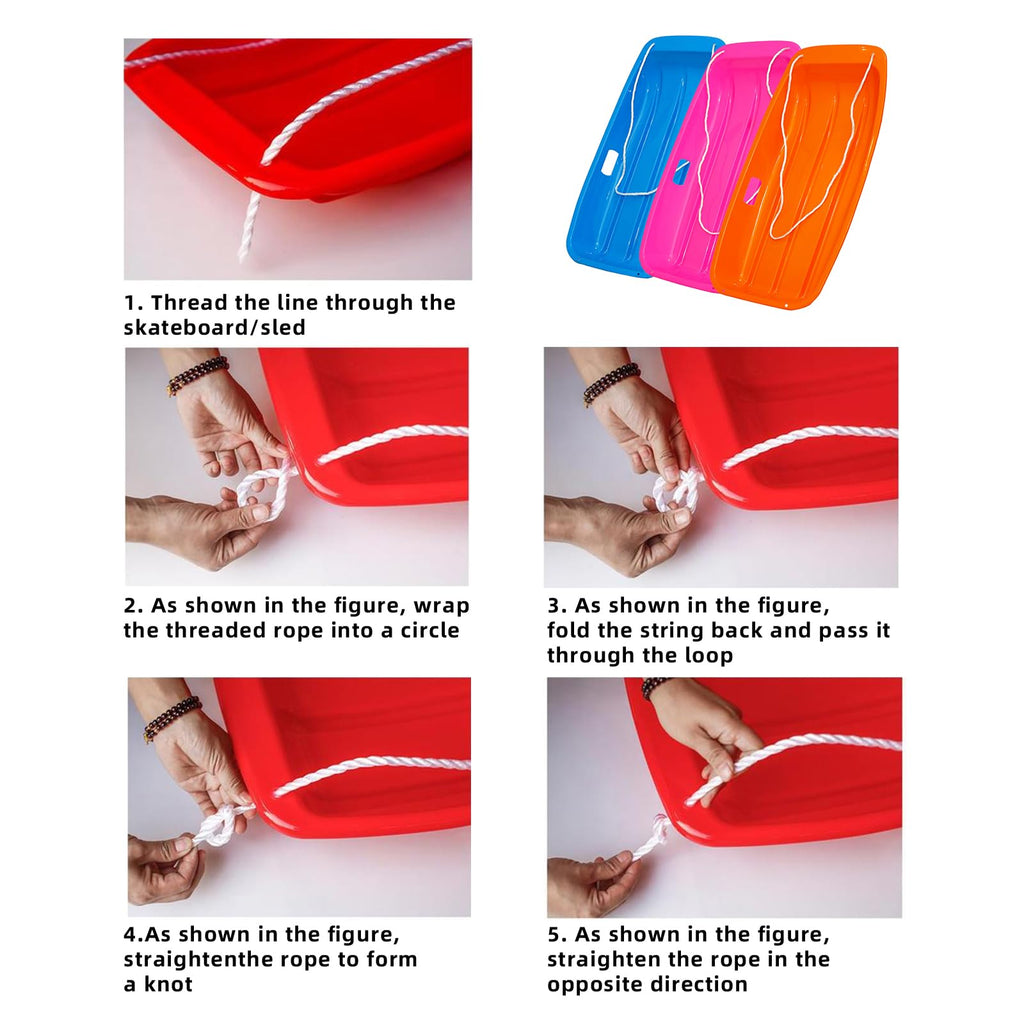 2 Piece Plastic Sled Board with Four Ropes U998