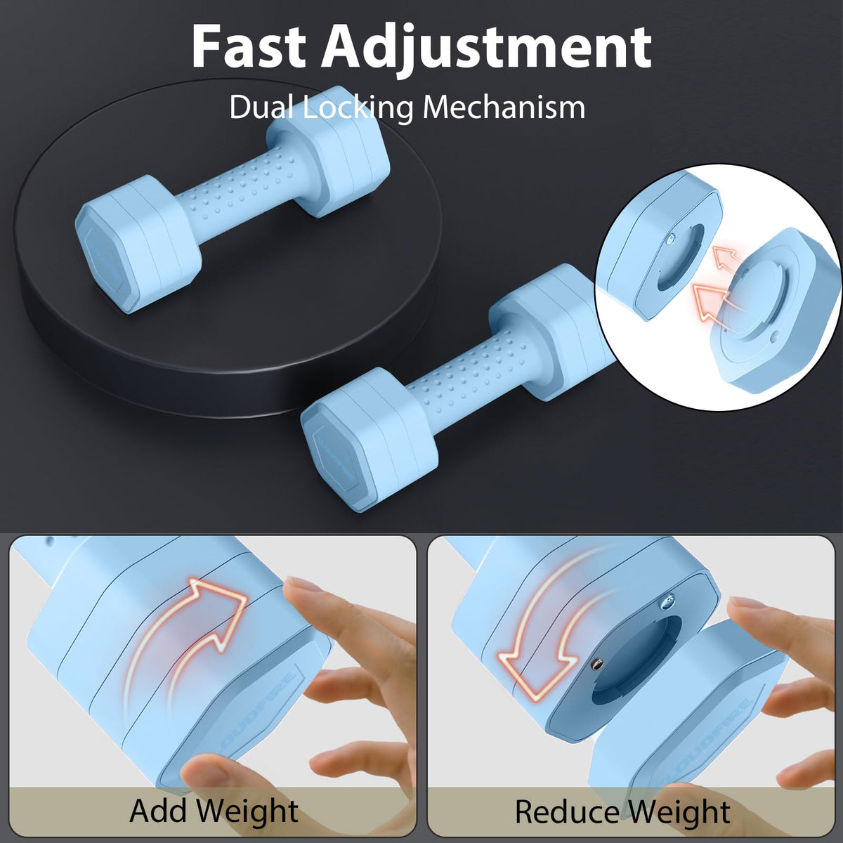 Adjustable 4 in 1 Dumbbell Set of 2, 5 lb K47441