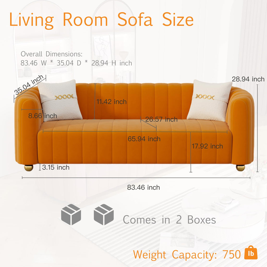 Orange Velvet 2-Piece Sofa K186788