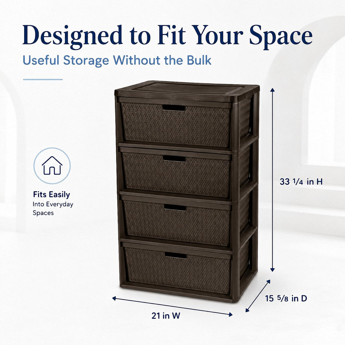Wide 4-Drawer Storage Organizer Tower with Removable Bins Y634