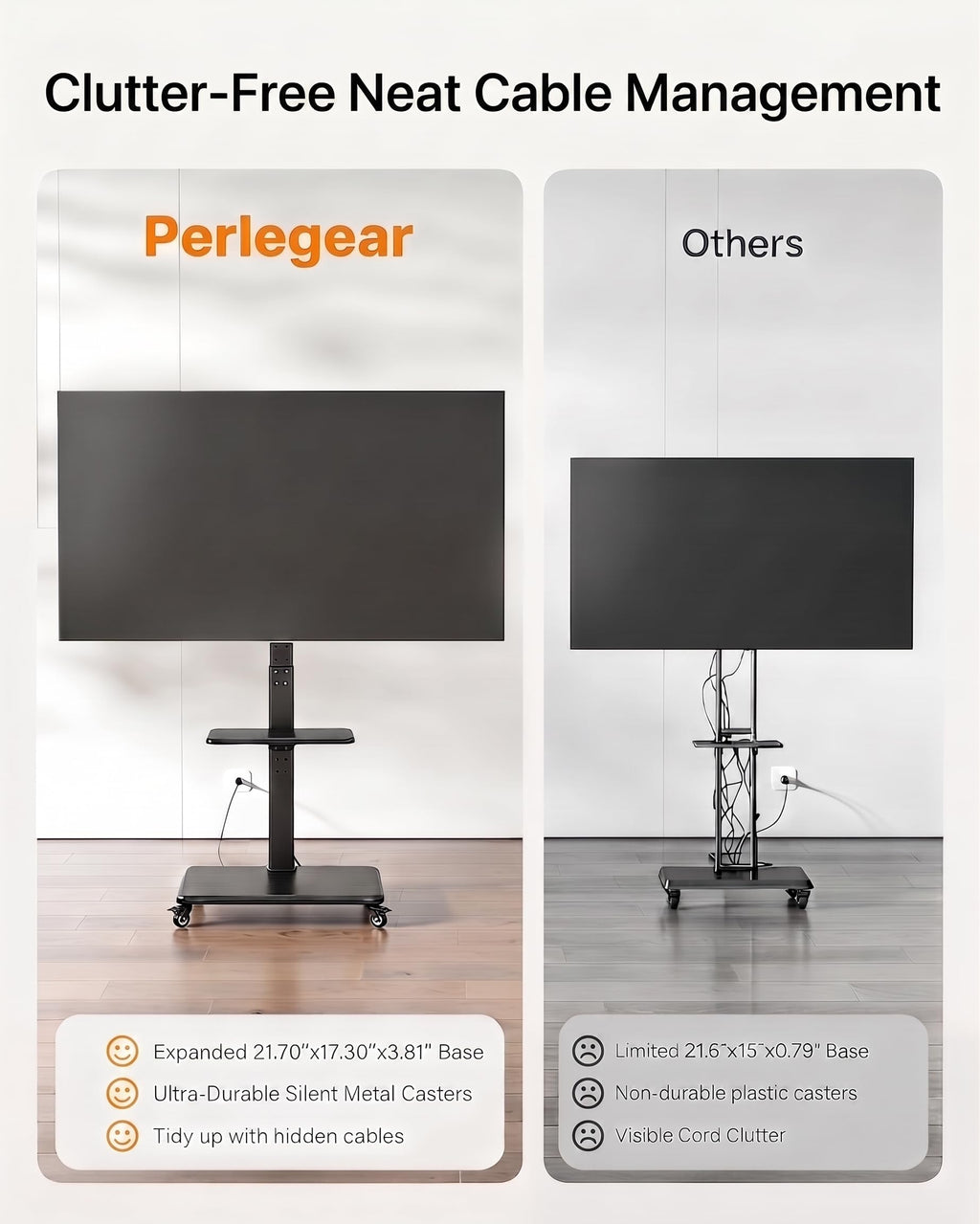 Tilt & Swivel Rolling TV Stand with Power Outlet J192