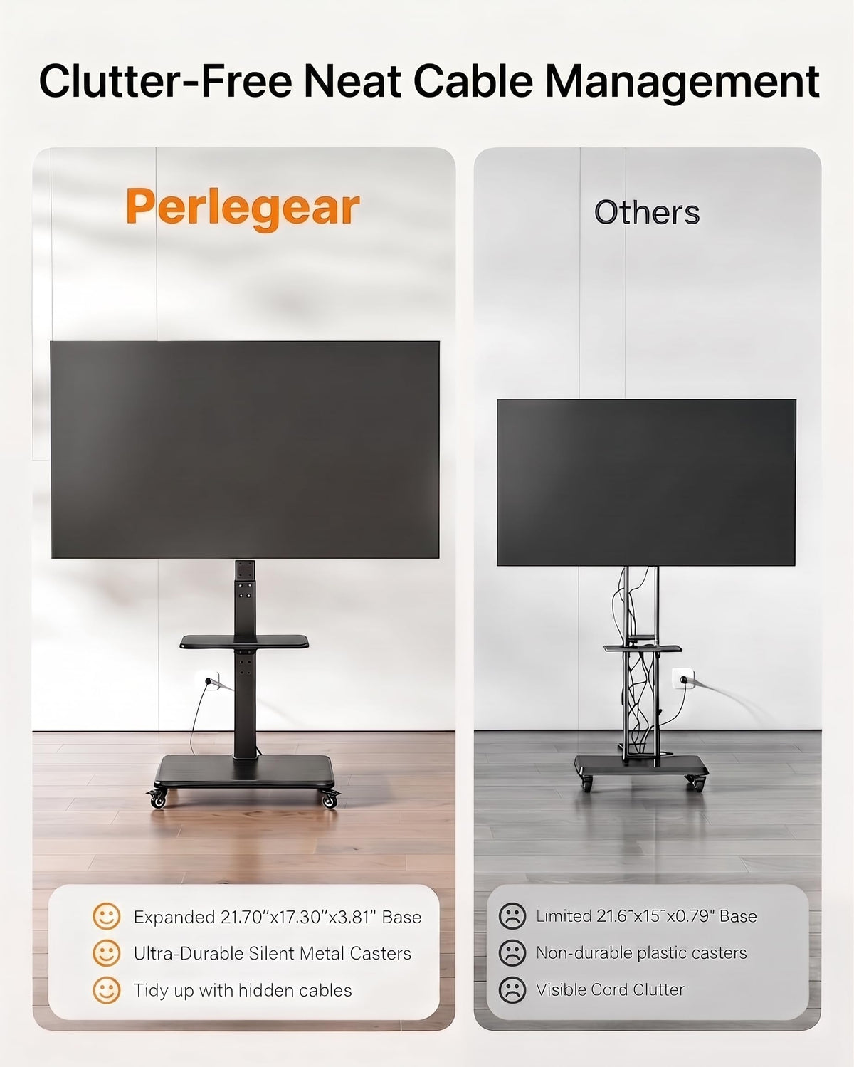 Tilt & Swivel Rolling TV Stand with Power Outlet J192
