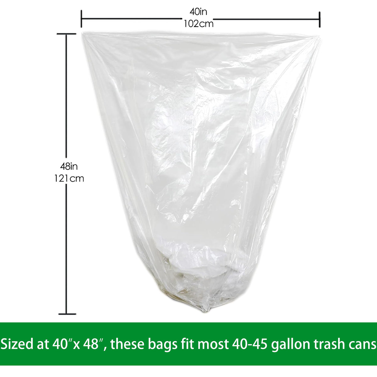Clear 40-45 Gallon Trash Can Liners A964729