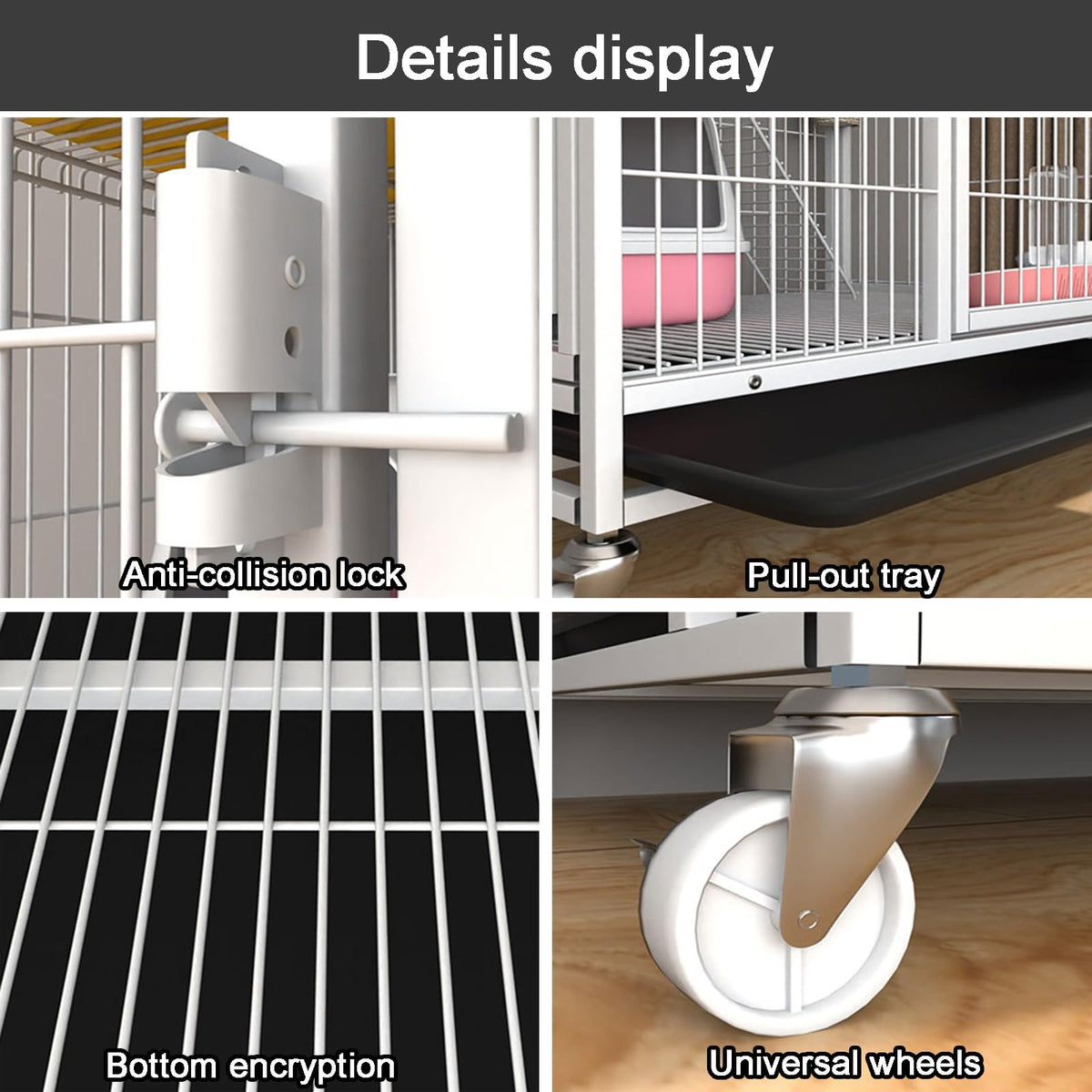 4-Tier Detachable Metal Wire Cat Cage with Hammock F707