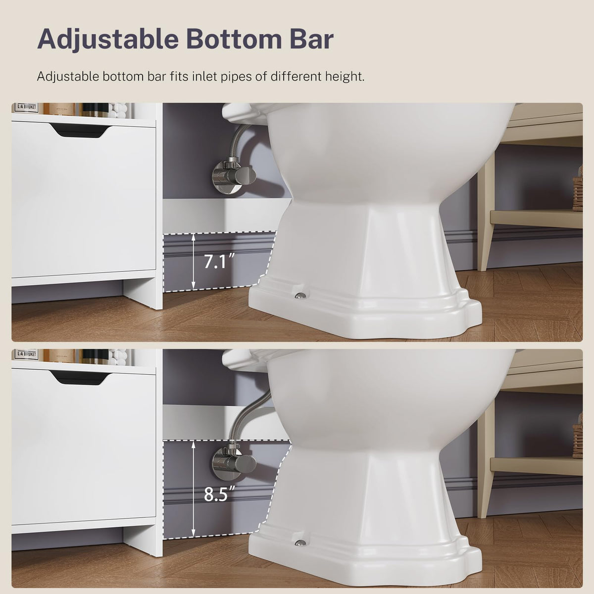 White Over the Toilet Storage Cabinet with 2 Removable Drawers C348245