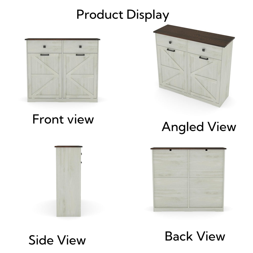 White Double 10 Gallon Tilt Out Trash Can Cabinet J294826