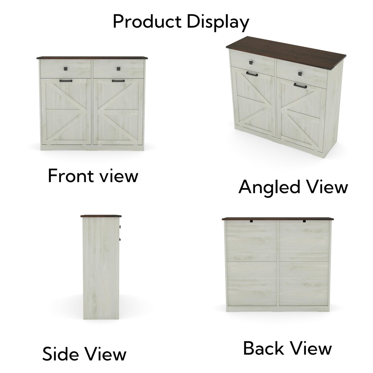 White Double 10 Gallon Tilt Out Trash Can Cabinet J294826