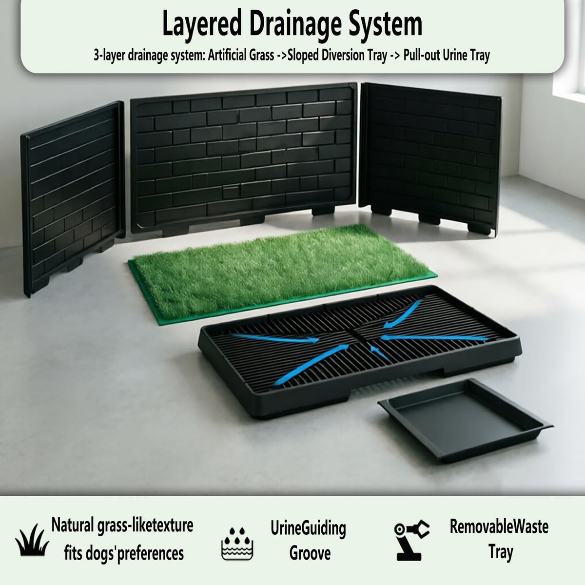 30"×20" Artificial Grass Dog Potty Tray X81197