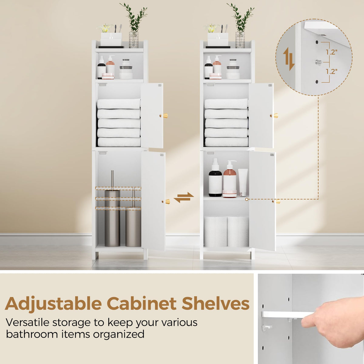 Small 2 Doors Narrow Bathroom Storage Cabinet A338779