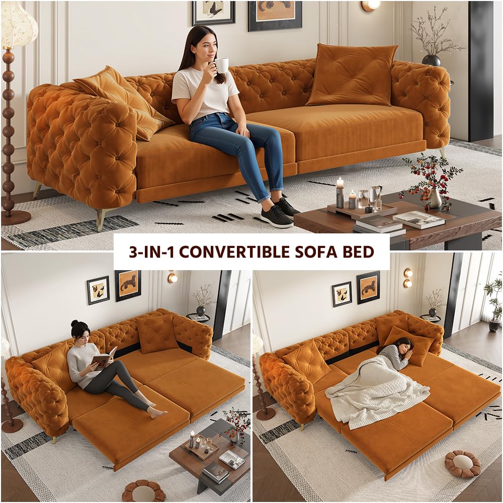 King 3 in 1 Convertible Sleeper Sofa with Ottoman B693747
