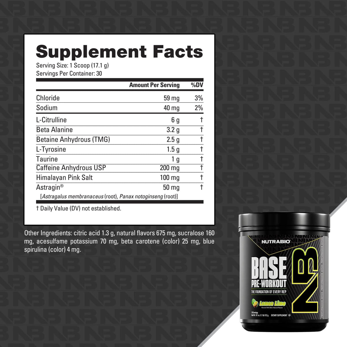 Sugar Free Pre-Workout Powder 30 Servings Lemon Lime X3635