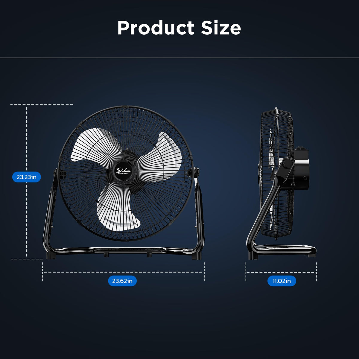 20 Inch 3-Speed Metal Industrial Floor Fans 2-Pack R9017