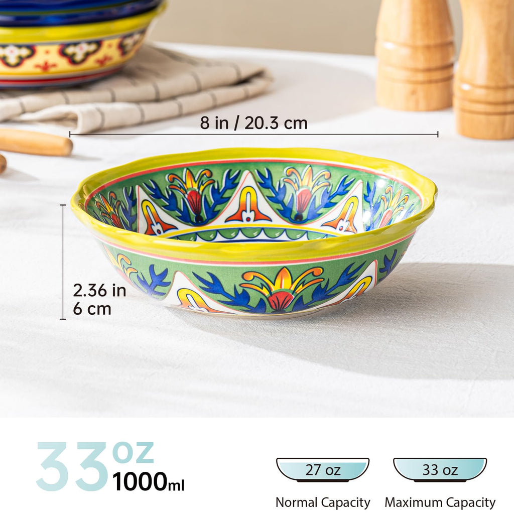 Ceramic Pasta Bowls Set, 27 oz Set of 4 B15031