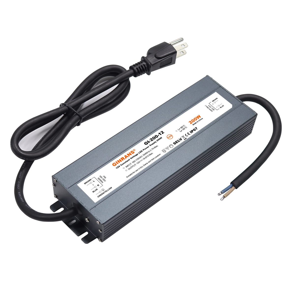 200W IP67 Waterproof Constant Voltage LED Driver Power Supply Transformer I786686