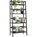 Black 4-Tier Bamboo Ladder Shelf D106492