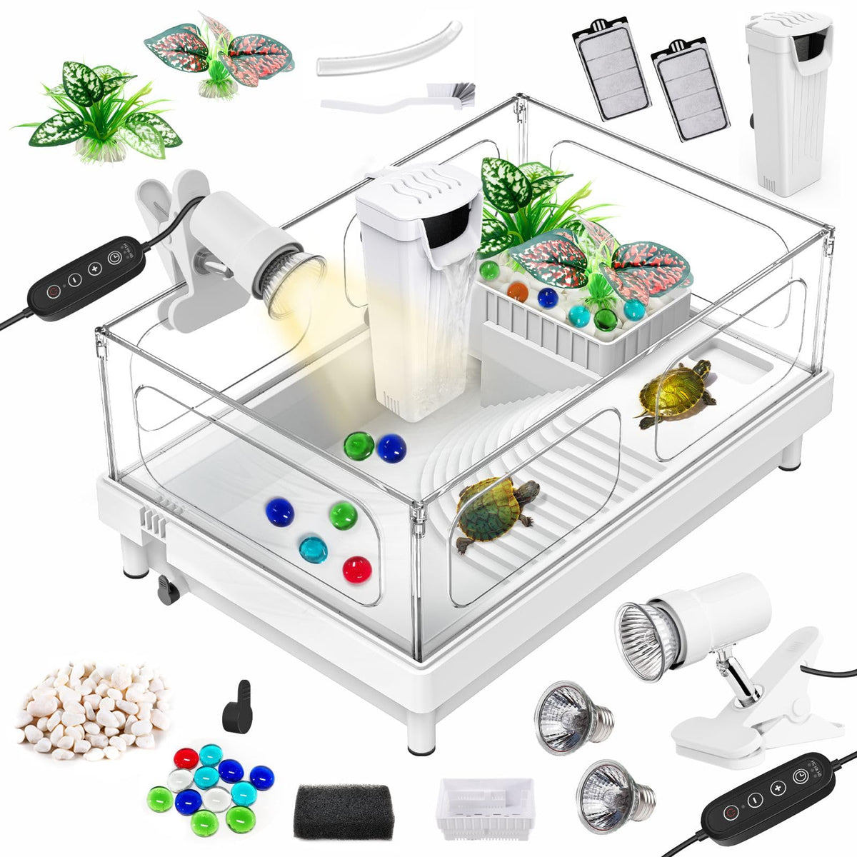 Small Turtle Tank Kit with Adjustable Lamp and Filter Z34213