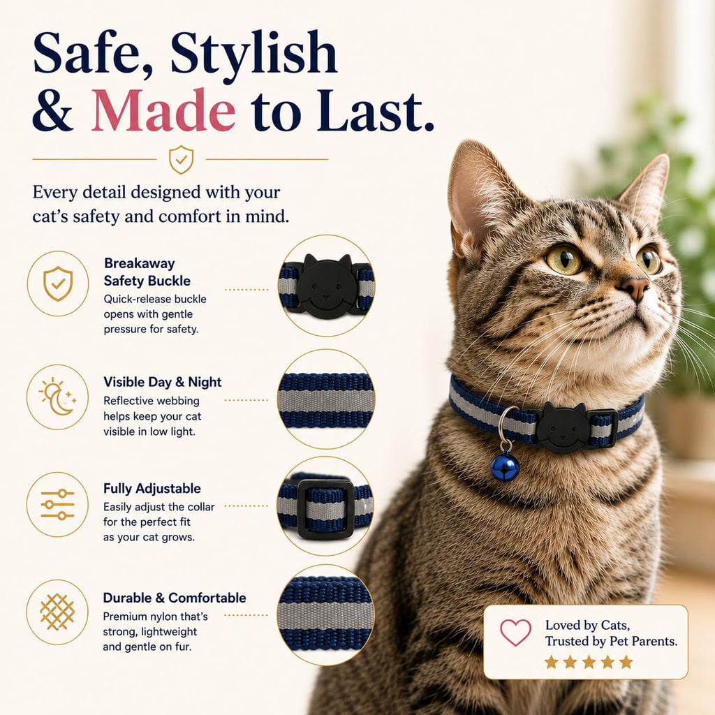 Reflective Breakaway Cat Collar with Bell 12-Pack U4687