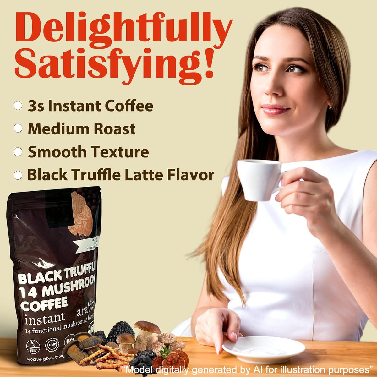 14 in 1 Mushroom Coffee Medium Roast Instant 396g U129188