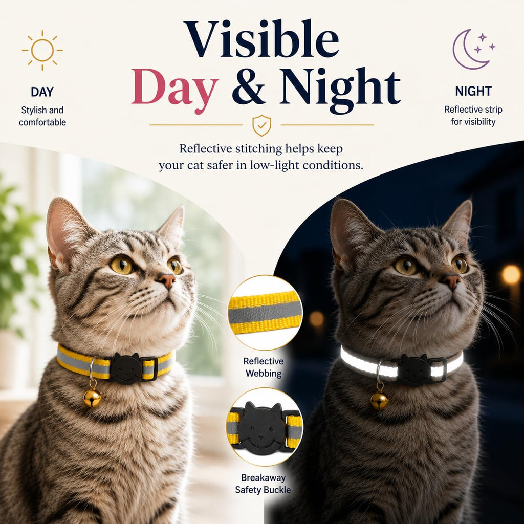 Reflective Breakaway Cat Collar with Bell 12-Pack U4687