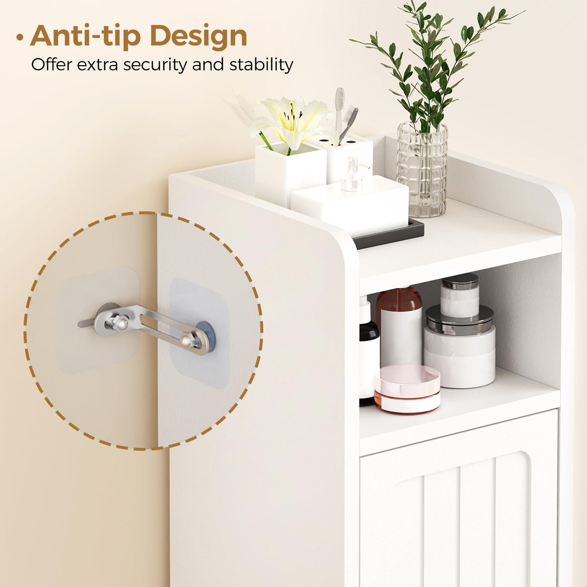 Small 2 Doors Narrow Bathroom Storage Cabinet A338779