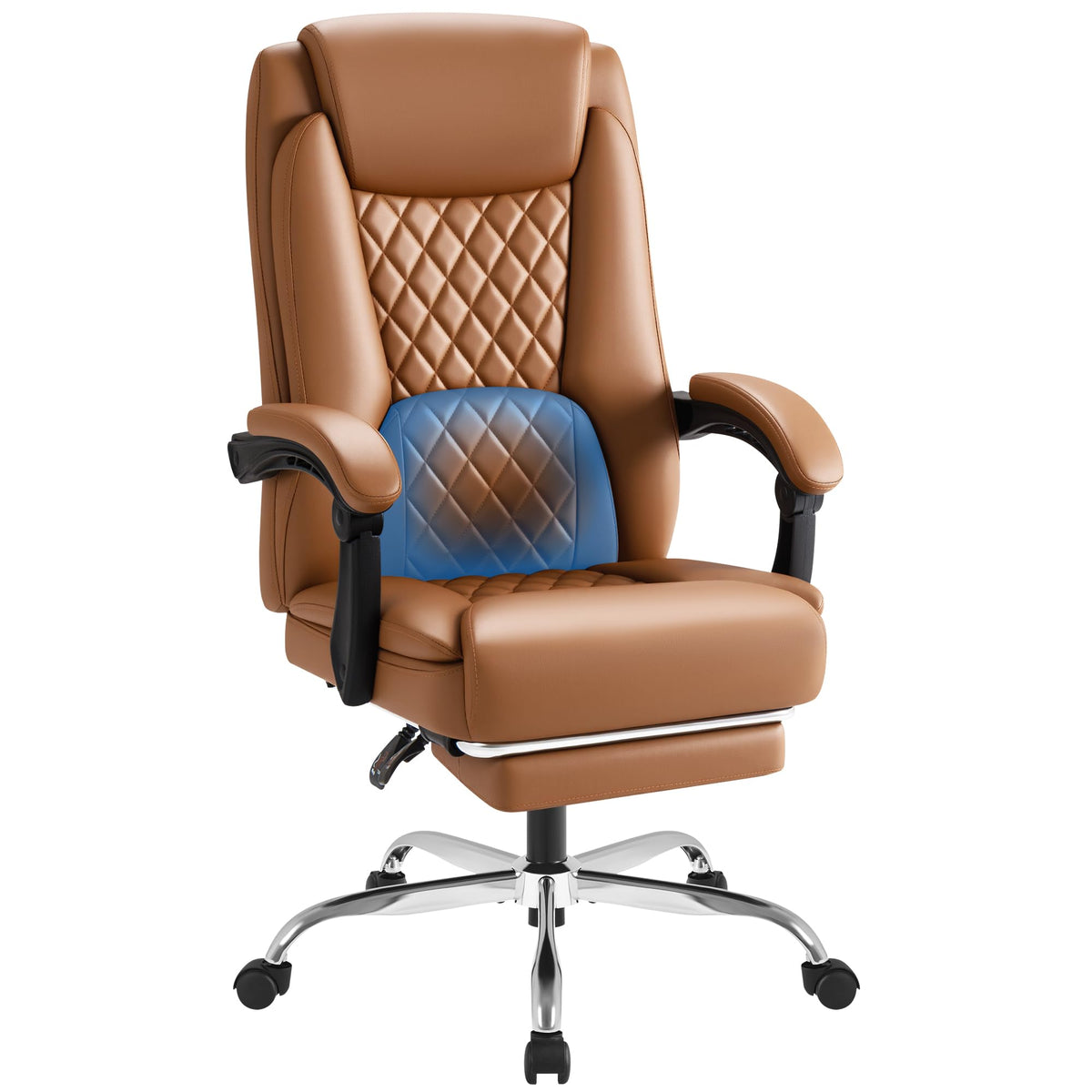 Brown Leather Ergonomic High Back Office Chair with Footrest K1950