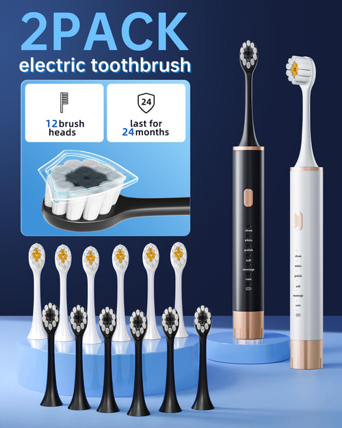 2 Pack Electric Toothbrush with 12 Replacement Heads A29940